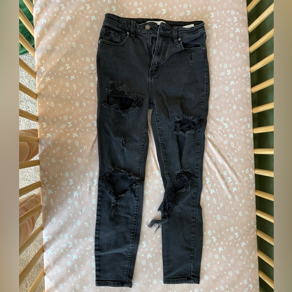 eunina Black Distressed Skinny Jeans